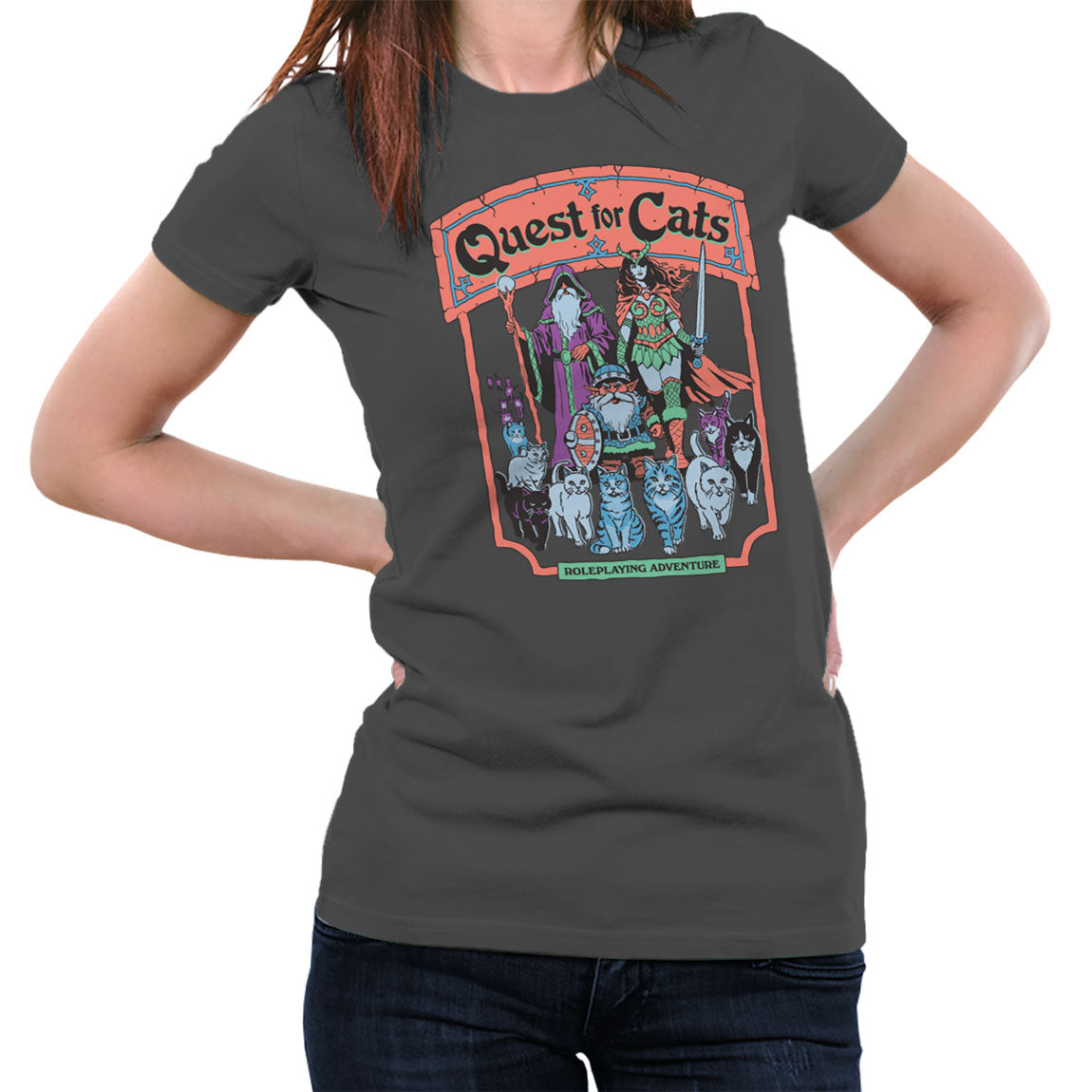 Steven Rhodes - Quest For Cats Girly Tee