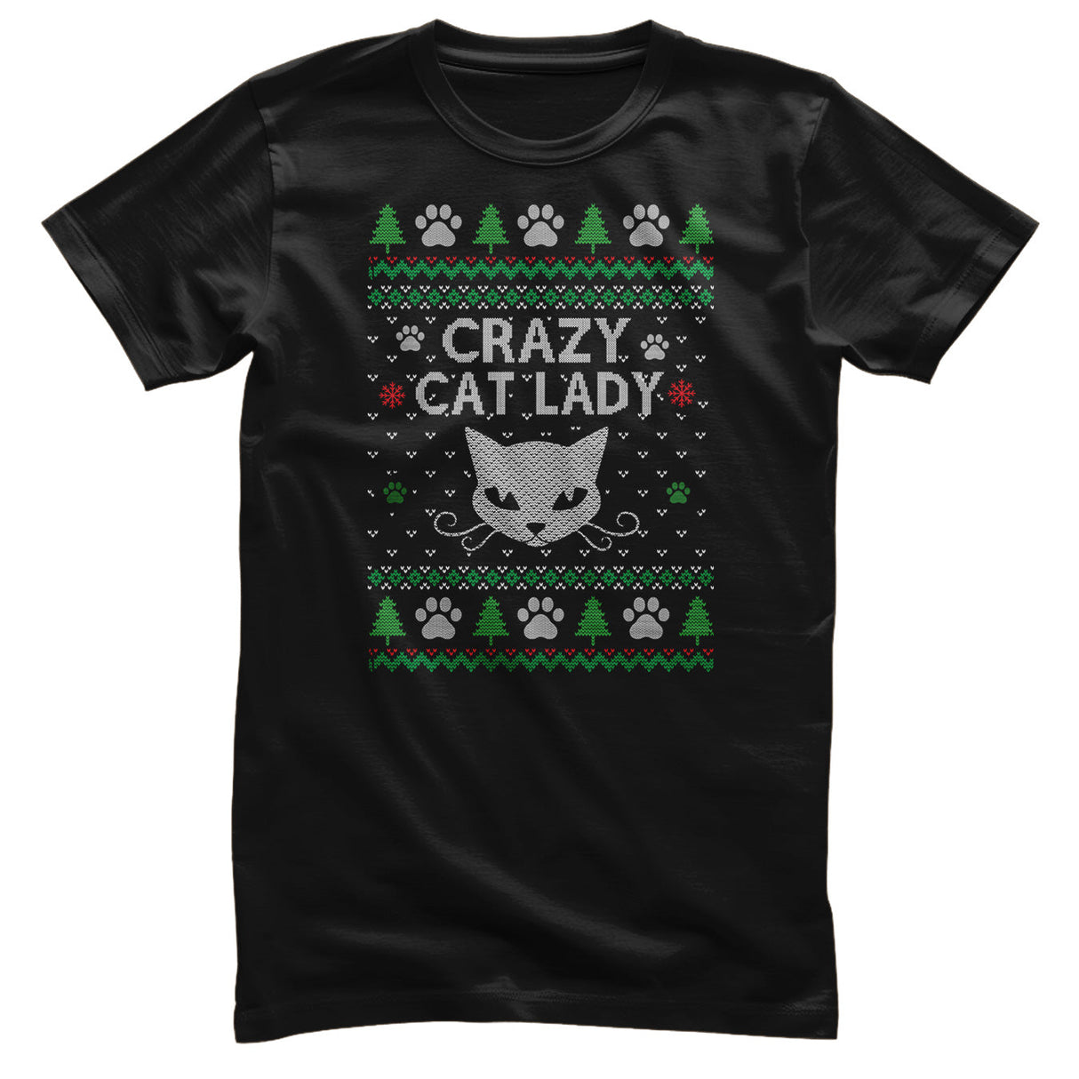 Crazy Cat Lady Christmas Pattern Tee