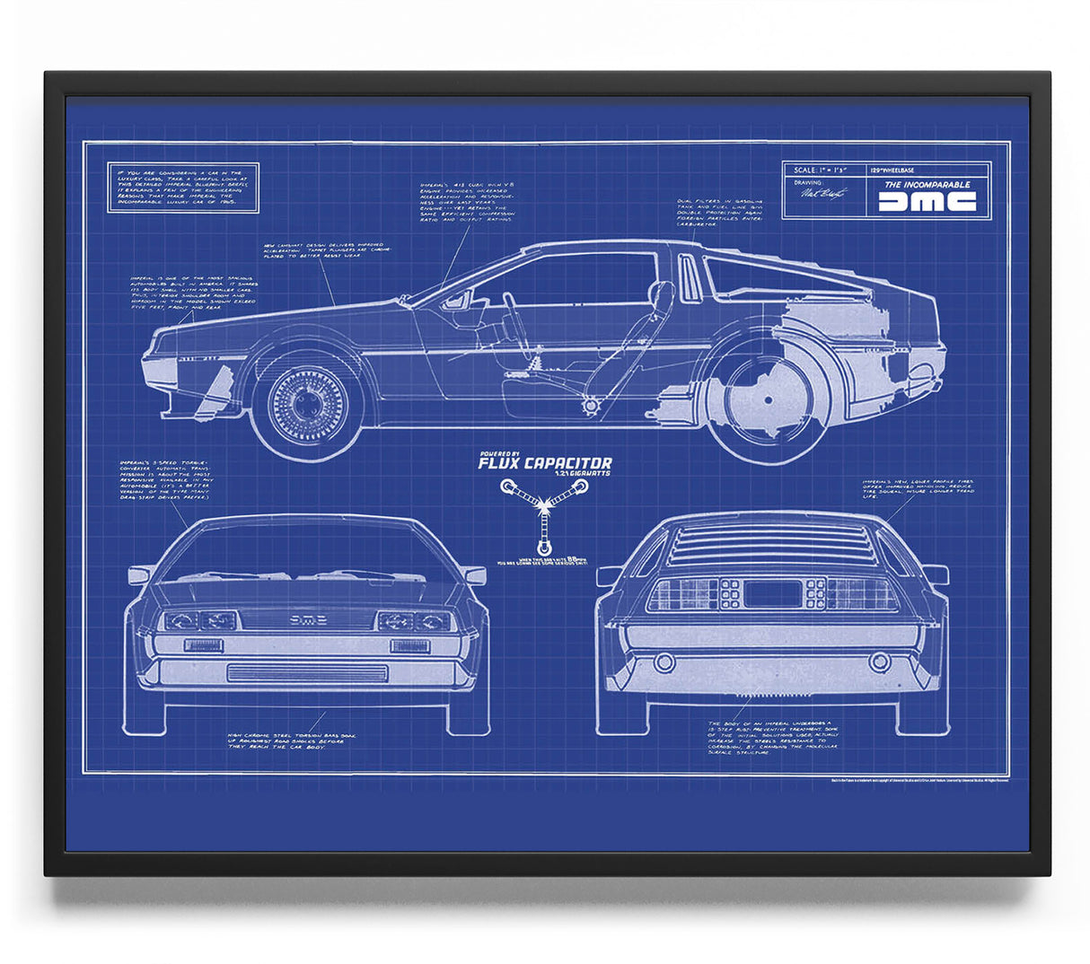 DeLorean Blueprint Poster