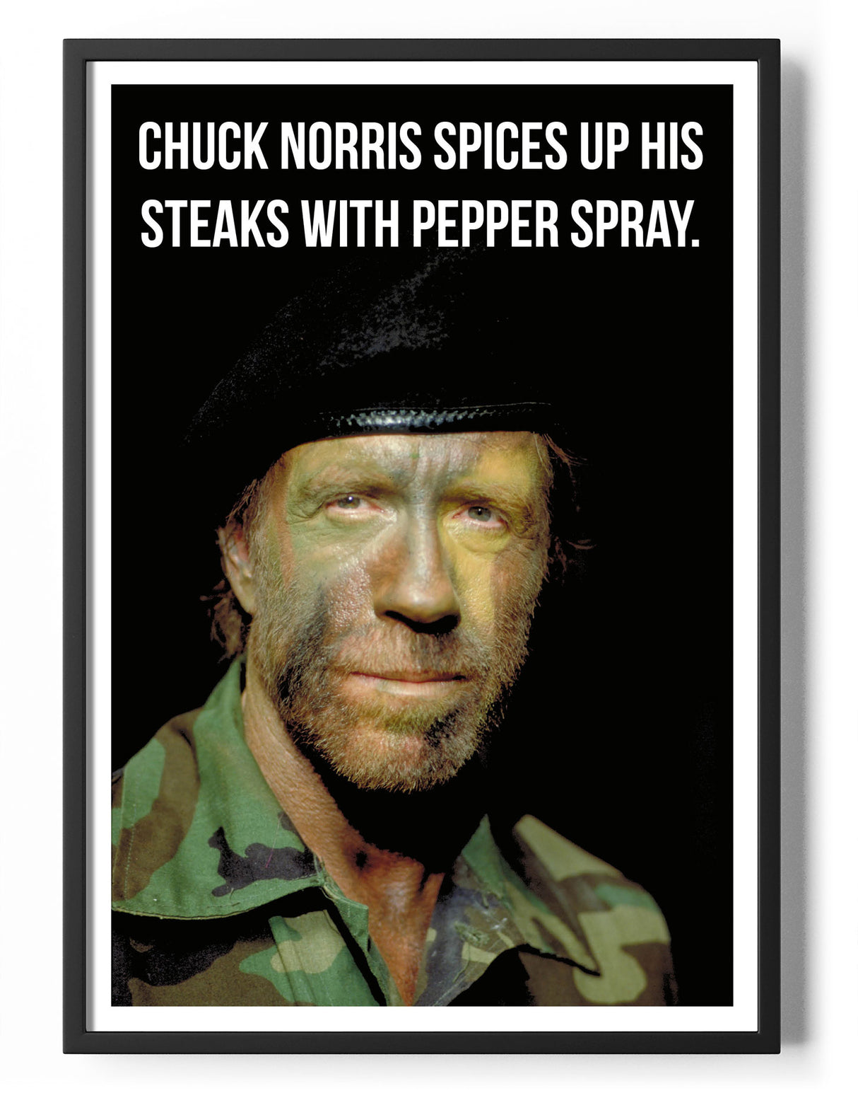 Chuck Norris Spices Up His Steaks With Pepper Spray Poster