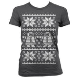 Retro X-Mas Knit Pattern Girly T-Shirt