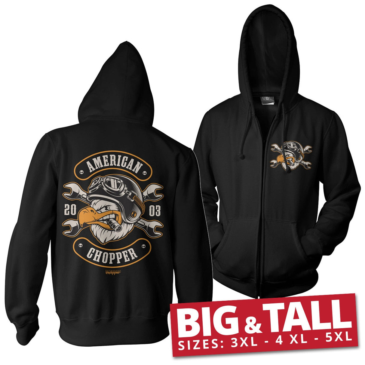 American Chopper - Cigar Eagle Big & Tall Zipped Hoodie