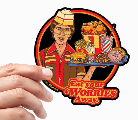 Steven Rhodes - Eat Your Worries Away Sticker