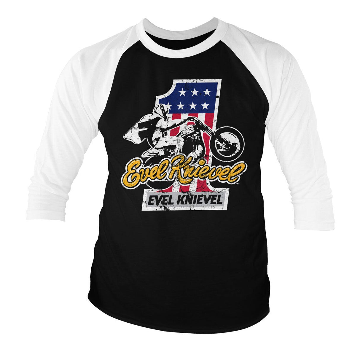 Evel Knievel No. 1 Baseball 3/4 Sleeve Tee