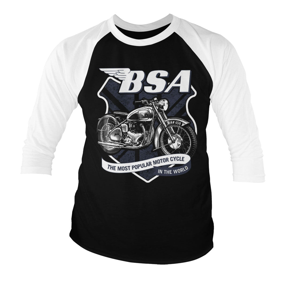 B.S.A. 650 Shield Baseball 3/4 Sleeve Tee