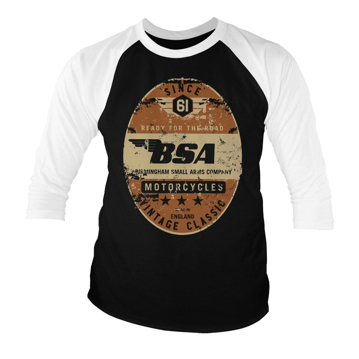 B.S.A. - Birmingham Small Arms Co. Baseball 3/4 Sleeve Tee