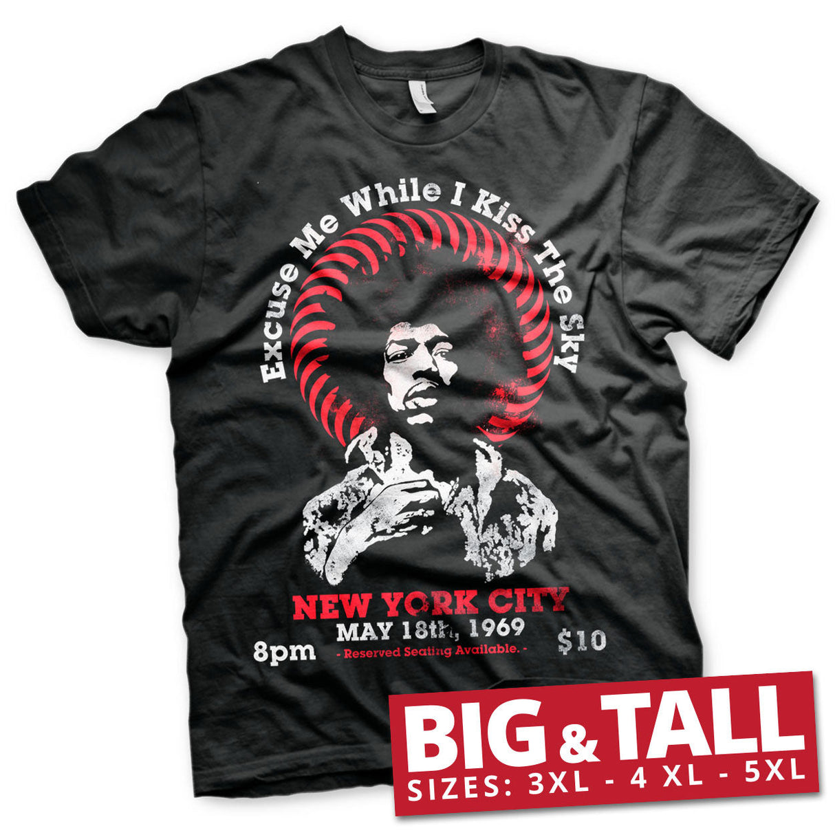 Jimi Hendrix - Live In New York Big & Tall T-Shirt