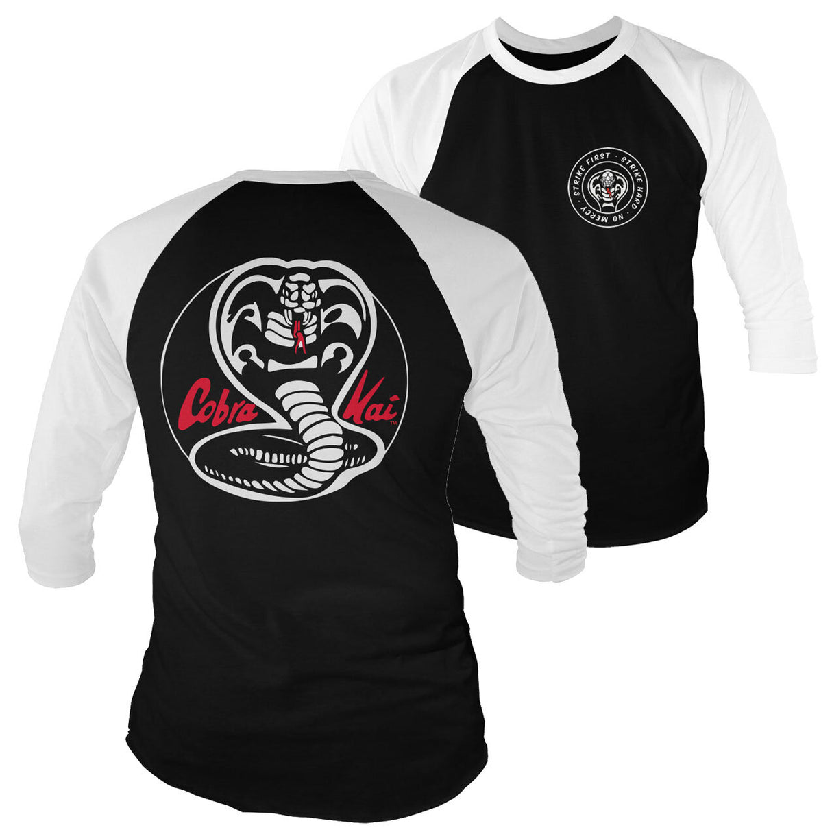 Cobra Kai White Patches Baseball 3/4 Sleeve Tee