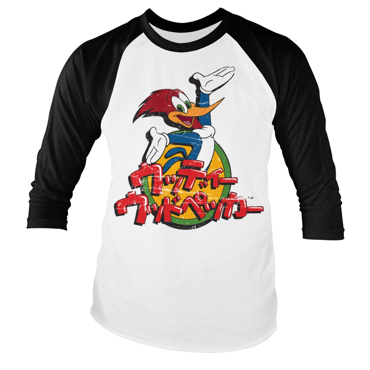 Woody Woodpecker Washed Japanese Logo Baseball Long Sleeve Tee