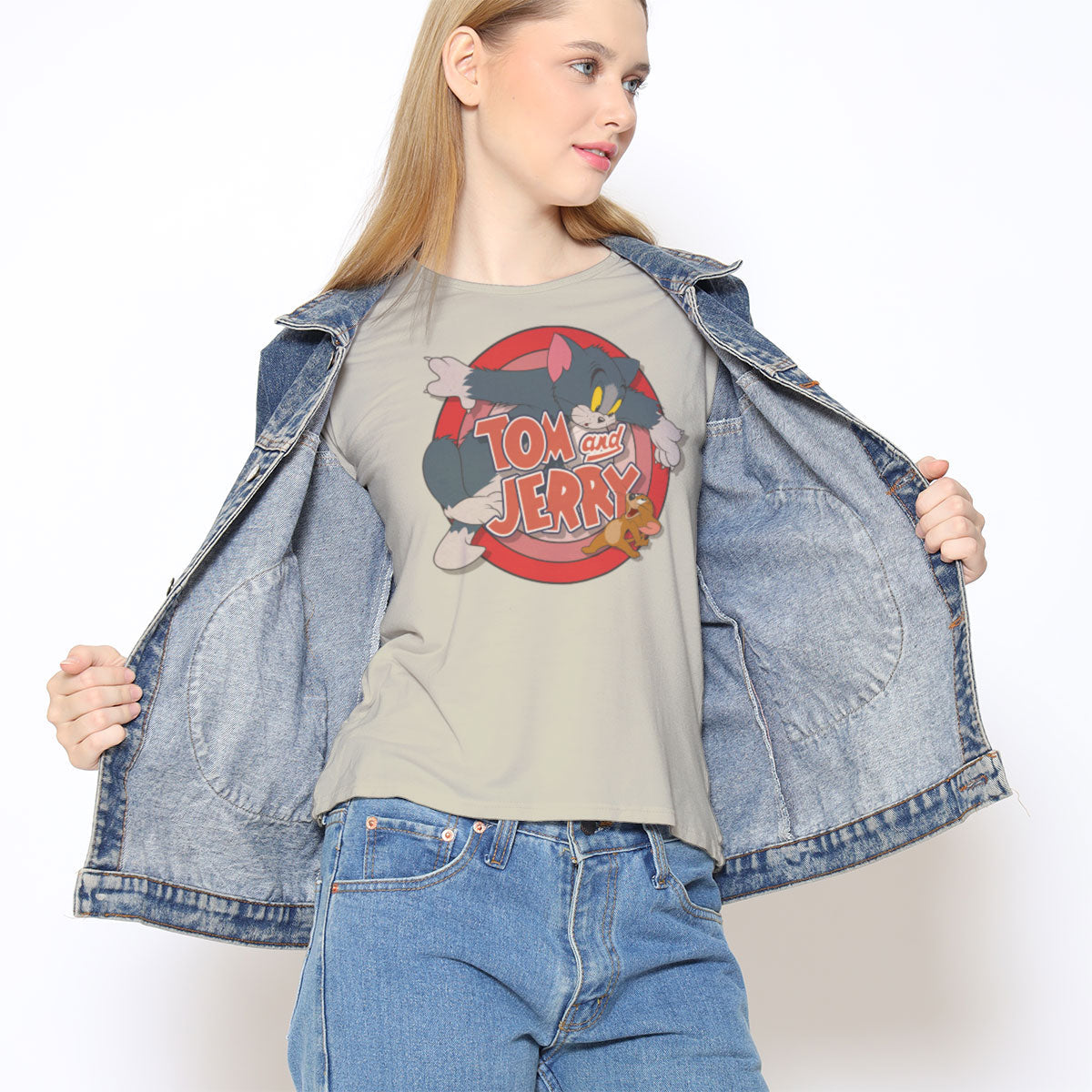 Tom & Jerry - Retro Logo Girly Tee