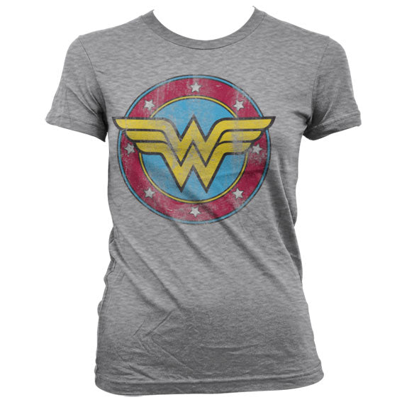 Wonder Woman Distressed Logo Girly Tee